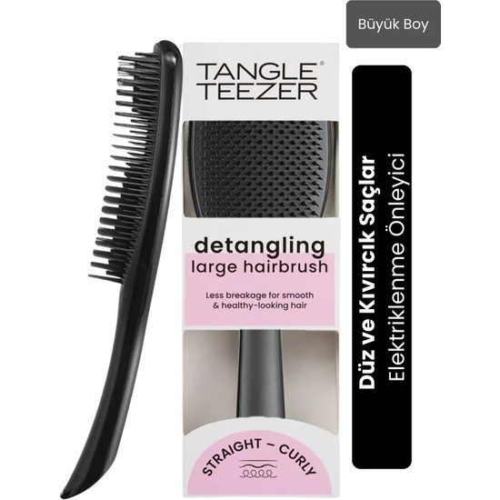 Tangle Teezer The Ultimatet Detangler Large Black Eletriklenme Önleyici Saç Fırçası-Tarak (Düz ve Kıvırcık Saçlar)