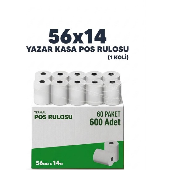 56X14 Termal Yazarkasa Pos Rulosu 600 Adet