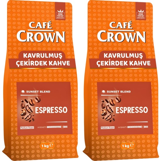 Cafe Crown Çekirdek Kahve 2X1KG (Medium Roast, Sunset Blend,espresso)