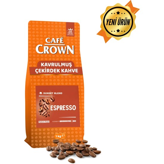 Cafe Crown Çekirdek Kahve 1kg (Medium Roast, Sunset Blend,espresso)