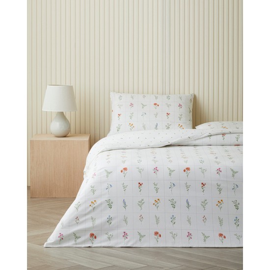 English Home Damada Bloom Kolay Ütülenir Çarşaflı Çift Kişilik Nevresim Takımı 200x220 cm Sarı-Yeşil