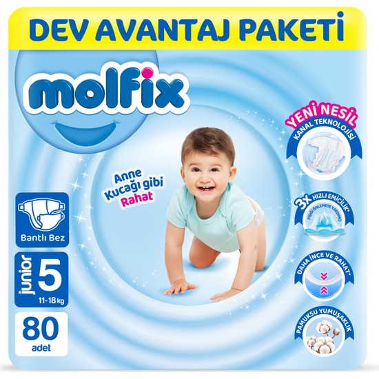 Molfix Kanal Teknolojisi Dev Avantaj Paketi 5 Beden Junior 80 Adet