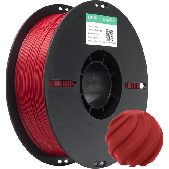 Esun Basic Pla Ateş Kırmızı Filament 1.75MM 1kg - Canlı Fire Engine Red 3D Yazıcı Filamenti