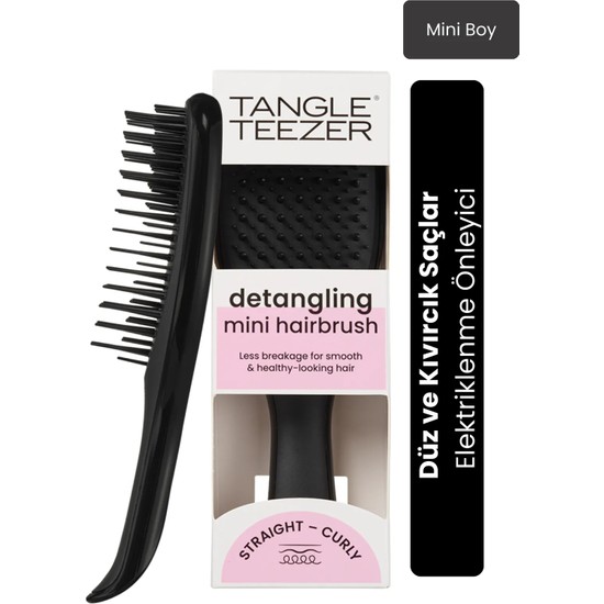 Tangle Teezer Mini Boy Dolaşık Açıcı Elektriklenme Önleyici Tarak Plastik Malzeme ile Kıvırcık Saçlar İçin