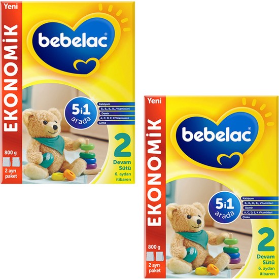 Bebelac Toz Devam Sütü 800 gr 6 - 9 Ay İçin Sütlü 2 Adet Ekonomik Paket