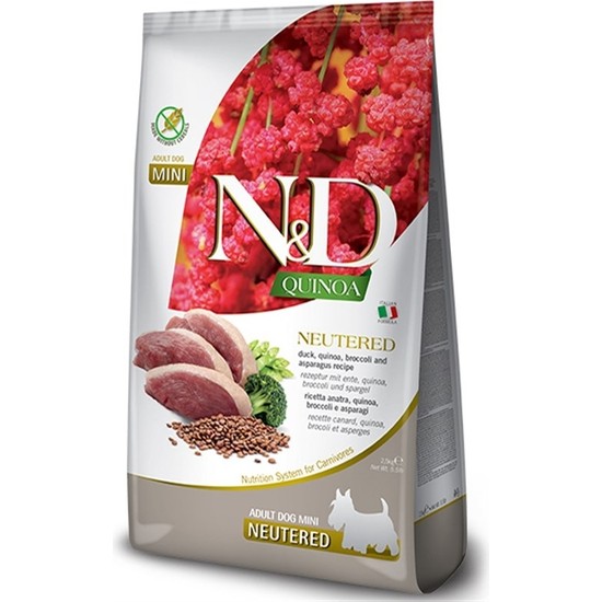N&D Quinoa Kısırlaştırılmış Köpek Maması Mini Ördek Etli Kinoalı Brokolili 2,5 Kg