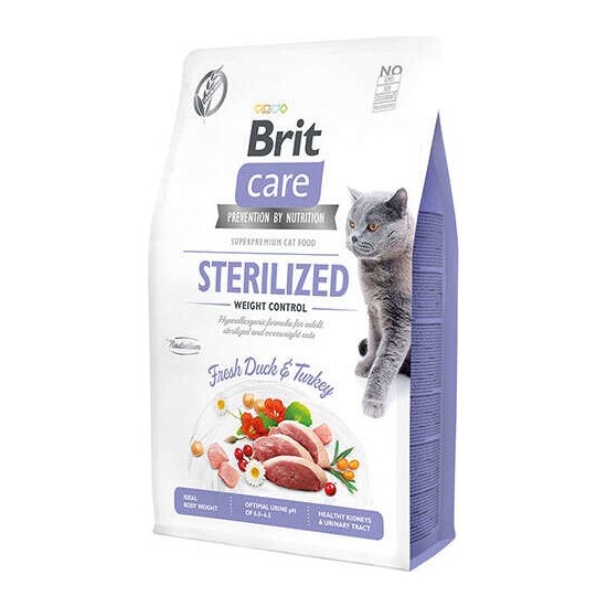 Brit Care Sterilised Ördek ve Hindi Tahılsız Süper Premium Kedi Maması 2 kg Kümes Hayvanı Tat