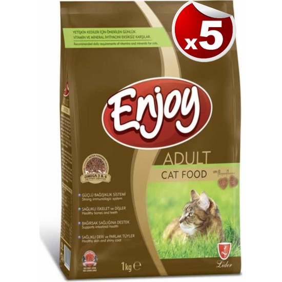 Enjoy Tavuk Etli Kedi Maması 1 kg x 5 Ekonomik Seçenekle Sağlıklı Beslenme