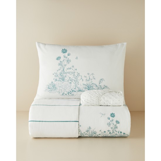 English Home Jouyline Pamuklu Çarşaflı Tek Kişilik Nevresim Takımı 160x220 cm Yeşil
