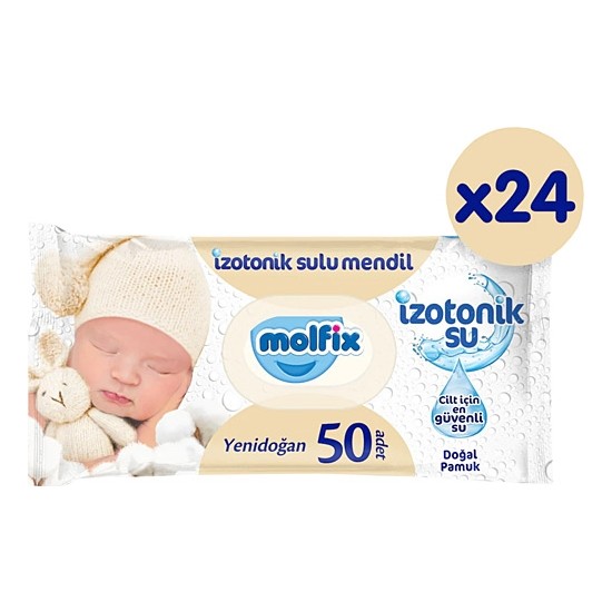 Molfix Izotonik Sulu Yenidoğan Islak Havlu 1200 Yaprak 24×50 Adet Cilt Dostu Temizlik