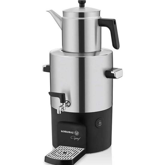 Korkmaz Çayşef InoxSatin Paslanmaz Çelik Semaver 2 L Demlik Kapasitesi Dark Inox Renk