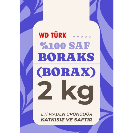WD Türk Boraks 2 kg %100 Saf ve Doğal 10 Yıkama Leke Çıkarma Gücü ile Ultra Temizlik