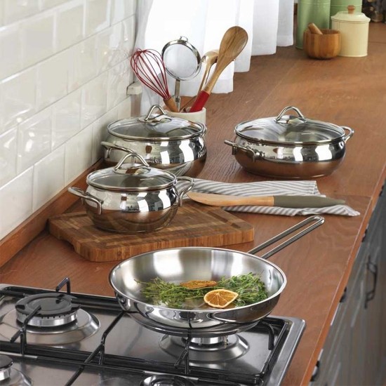Korkmaz 28x5.5 cm Düz Tava Inox Çelik Malzeme ile Yerli Üretim 1 Parça