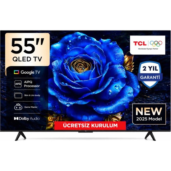 TCL 55T61C 55" 140 Ekran Uydu Alıcılı 4K Ultra HD Google Smart QLED TV