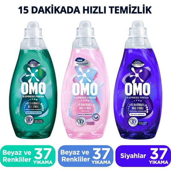 Omo Sıvı Deterjan 1480ML Siyahlar + Kötü Koku Karşıtı Beyaz ve Renkliler + Sensitive Beyaz&renkliler