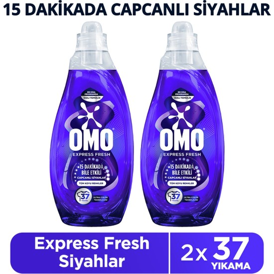 Omo Express Fresh Capcanlı Siyahlar Sıvı Çamaşır Deterjanı 1480 ml X2 Hızlı Temizlik ve Ferahlık