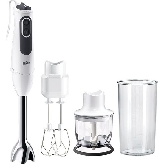 Braun Multiquick 3 MQ3125B El Blender Seti 750W Beyaz Paslanmaz Çelik Blender Doğrayıcı Çırpıcı Ölçü Kabı