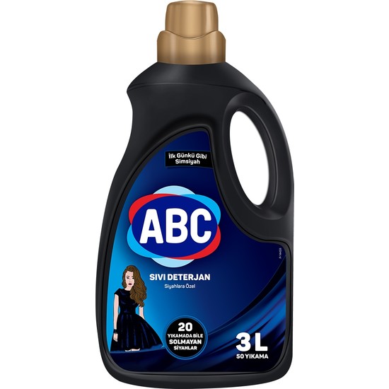 ABC 2700ml Sıvı Çamaşır Deterjanı Siyahlar İçin 20 Yıkama Özelliğiyle Etkili