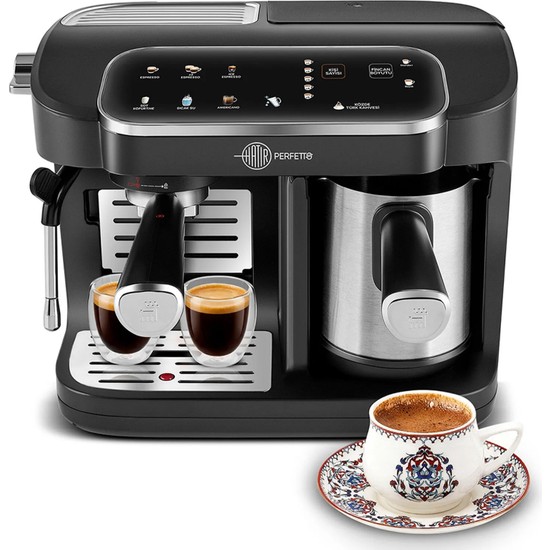 Karaca Hatır Perfetto Dijital ve Dokunmatik Ekranlı Espresso ve Türk Kahve Makinesi