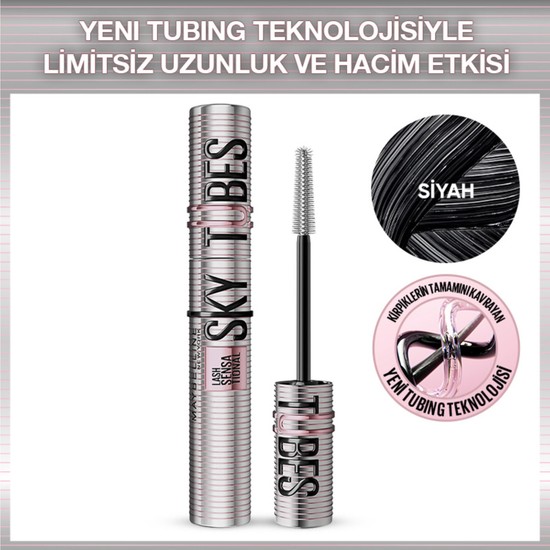 Maybelline New York Lash Sensational Sky Tubes Maskara - Limitsiz Uzunluk ve Hacim Etkisi Veren Tubing Maskara