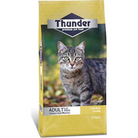 Thunder Yetişkin Tavuklu Kedi Maması 15 kg Ekonomik Segmentte Tavuk Lezzeti Sunuyor