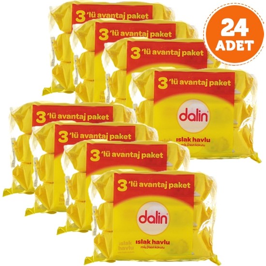 Dalin 1344 Yaprak Islak Mendil Havlu 56'lı x 24 Alkol İçermeyen Hassas Ciltler için