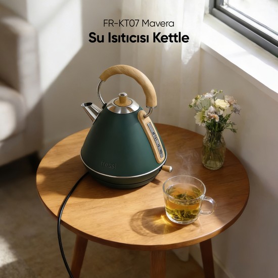 Fressi Retro Mavera 1,7 Litre Ahşap Kulp Detaylı Kettle Su Isıtıcısı FR-KT07