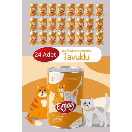 Enjoy Tavuklu Kedi Konservesi Sos Içinde Et Parçacıklı 400 gr X24
