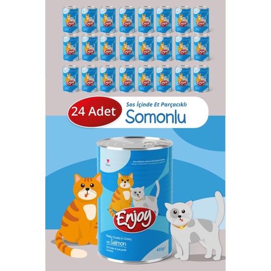Enjoy Somonlu Kedi Konservesi Sos Içinde Et Parçacıklı 400 gr X24