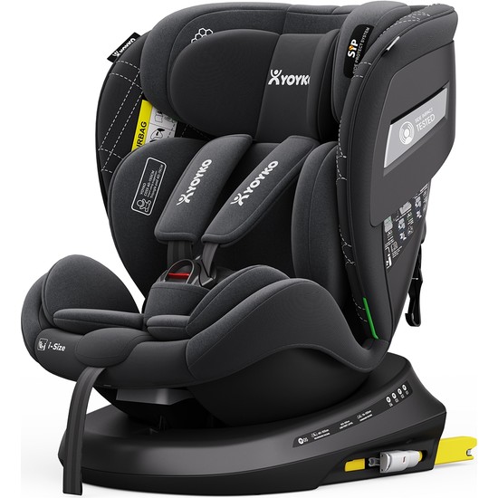 Yoyko Rich I-Size Alarmlı 360° Dönebilir Yatabilir 0-36 kg Oto Koltuğu Isofıx/sıp/latch Siyah