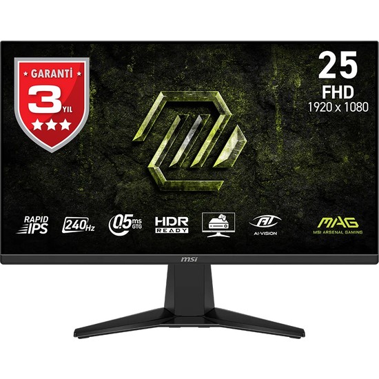 MSI 24.5" MAG 255F X24 1920x1080 (FHD) 16:9 FLAT RAPID IPS 240HZ 0.5MS (GtG Min.) ADAPTIVE-SYNC GAMING MONITOR