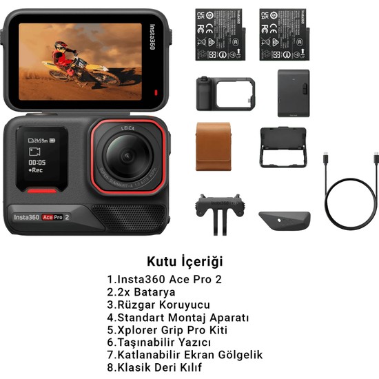 INSTA360 Ace Pro 2 8k Aksiyon Kamerası Fotoğraf Baskı Kiti – Leica Lens, Cep Yazıcısı, Aktif Hdr