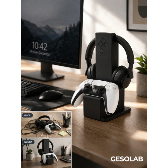 2’si 1 Arada Kulaklık Standı ve Oyun Kolu Tutucu – Ps5 & Xbox Uyumlu,  24.5 cm Gaming