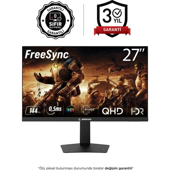 Rampage Mıracle MC27F144Q 27'' Qhd 144Hz Fast IPS 0,5ms Hdr Freesync Pivot Flat Oyuncu Monitörü