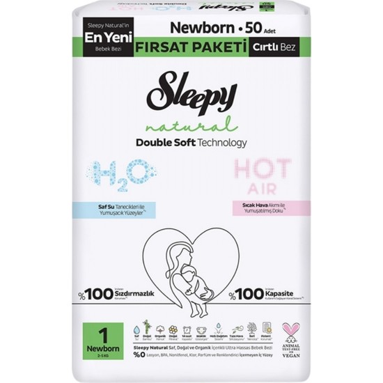 Sleepy Natural Fırsat Paketi 1 Numara 50'li (2-5 Kg)  Yenidoğan