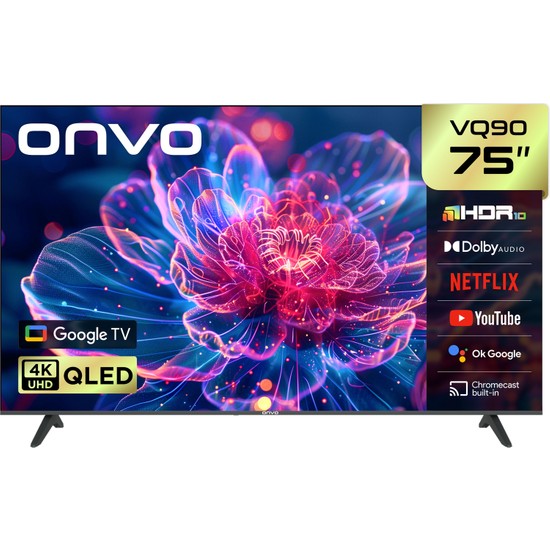 Onvo 75VQ90F3UA 75'' 190 Ekran Uydu Alıcılı 4K Ultra HD Google Smart QLED TV