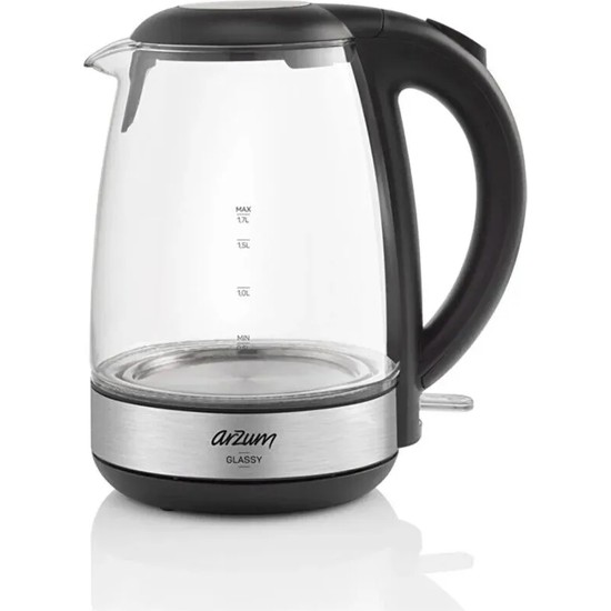 Arzum AR3071 Glassy Cam Su Isıtıcısı 1,7 Litre Kapasite 2200W, Siyah