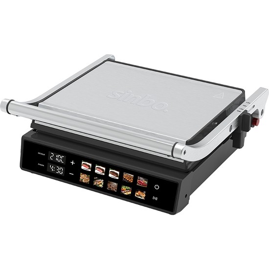 Sinbo SSM-2597 10 Ön Ayarlı Dijital Ekranlı Sıcaklık ve Zaman Göstergeli Döküm Plakalı Izgara ve Tost Makinesi 2000W