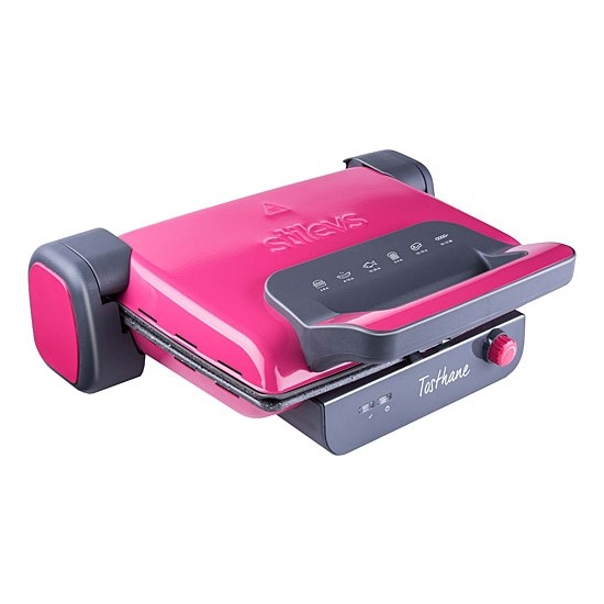 Stilevs Tosthane Granit Tost Makinesi 1800 W Çıkartılabilir Plaka Özelliği ile Pembe Renk