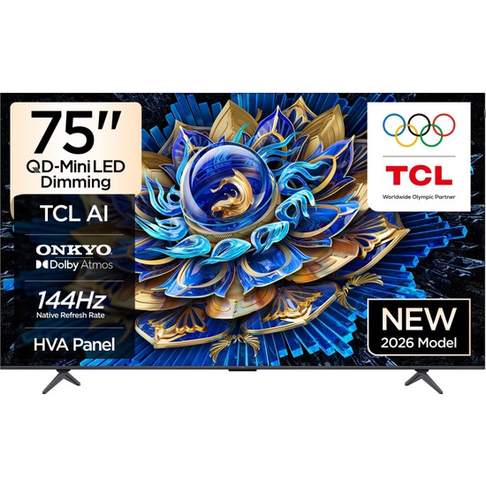 TCL 75T8D 75'' 190 Ekran Uydu Alıcılı 4K Ultra HD Google Smart QD-MiniLED Dimming TV