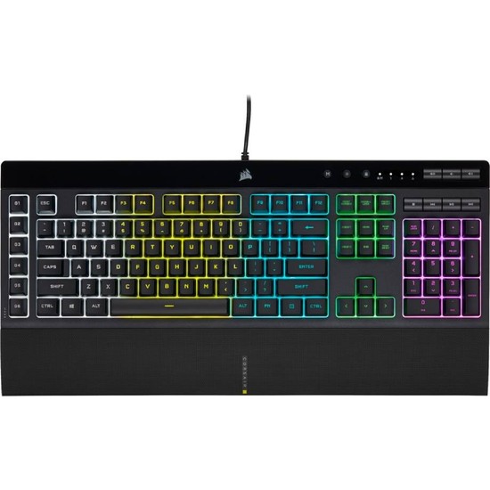 Corsair K55 RGB PRO Kablolu Oyun Klavyesi, Siyah Renk ve Kare Tuş Formu ile Gelişmiş Oyun Deneyimi (CH-9226765-TR)