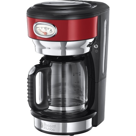 Russell Hobbs 21700-56/RH Retro Kahve Makinesi 10 Fincan Kapasitesi Kırmızı Otomatik Kapanma