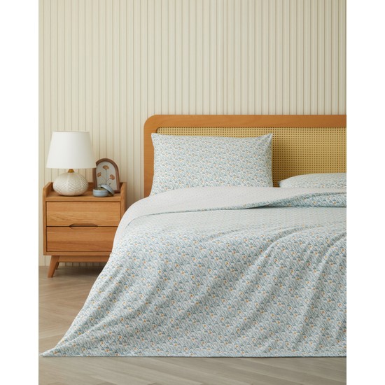 English Home Pure Wings Kolay Ütülenir Tek Kişilik Nevresim Seti 160x220 cm Hardal-Yeşil