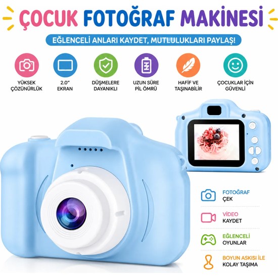 Blue İnter Blue Inter Mini 1080P Çocuklar Için Dijital Fotoğraf Makinesi 2 inç Ekran ile Eğlenceli Anlar Kaydet
