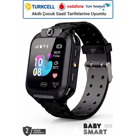 BabySmart Q12 LBS Konumlu Akıllı Çocuk Takip Saati Sim Kartlı Arama, Kameralı, Gizli Dinleme Özellikli