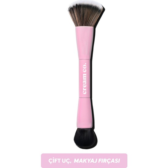 Cream Co. Çift Taraflı Makyaj Fırçası | Dual-Ended Allık Kontür Fondöten Kapatıcı | Çok Amaçlı Makeup Brush