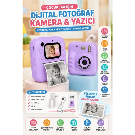Wair Teknoloji Dijital Fotoğraf Makineleri Çocuk Termal Resim Baskılı Yazıcı Kamera Video Makinesi