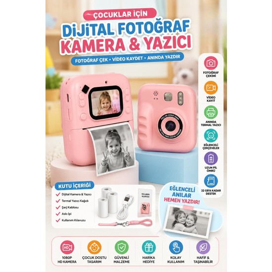 Wair Teknoloji Dijital Fotoğraf Makineleri Çocuk Termal Resim Baskılı Yazıcı Kamera Video Makinesi