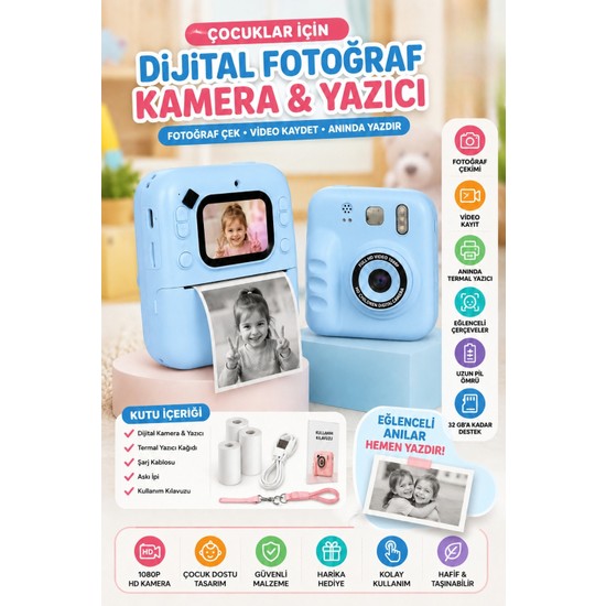 Wair Teknoloji Dijital Fotoğraf Makineleri Çocuk Termal Resim Baskılı Yazıcı Kamera Video Makinesi