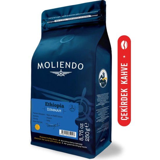 Moliendo Finest Coffee Ethiopia Djimmah Yöresel Kahve (Çekirdek Kahve) 250 g